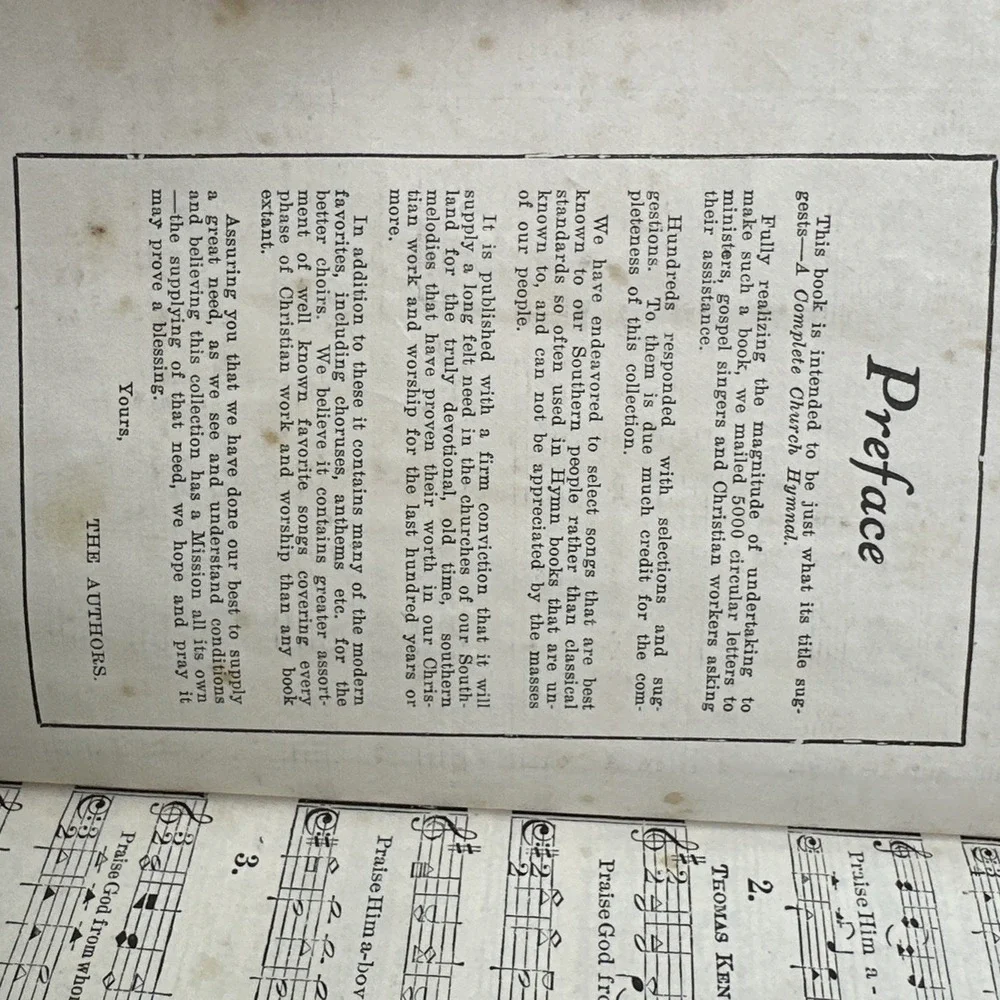 Antique 1925 Church Hymnal‎ Shaped Note Vintage Primitive Farmhouse Decor